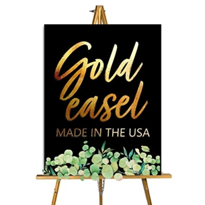 Product: Lucia and Luciana Funeral Easel Stand, Black Easel Stand For Picture, Acrylic Sign Stand, Easel for Memorial Service, Beveled Wood, 65 Inch Tall, Wooden Floor Easels for Display
