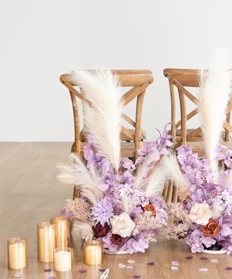 Silky Flower Store Artificial Flower Arrangements, Tall Wedding Arch Decor Lavender Aster Orange, 41in 11 11 Product: Ling's Moment 41" Tall Fall Free Standing Artificial Flowers Arrangements 2 pcs Wedding Arch Altar Stage Decorations Lavender Aster & Orange For Ceremony Reception Church Backdrop Outdoor Floral Party