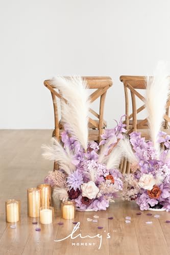 Silky Flower Store Artificial Flower Arrangements, Tall Wedding Arch Decor Lavender Aster Orange, 41in 3 3 Product: Ling's Moment 41" Tall Fall Free Standing Artificial Flowers Arrangements 2 pcs Wedding Arch Altar Stage Decorations Lavender Aster & Orange For Ceremony Reception Church Backdrop Outdoor Floral Party