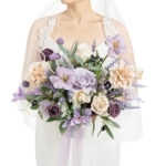 Product: Ling's Moment Purple Lavender Wedding Bouquets for Bride, Lilac Bridal Bouquets for Bride,15 Inch Free Form Artificial Wedding Flower Bouquet
