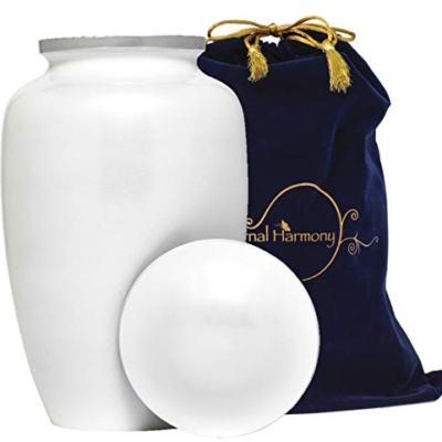 Product: Eternal Harmony Large Urn for Ashes, Adult Male & Female Cremation Vase for Human Ashes, Secure Seal & Velvet Bag, Funeral Vase for Men & Women Up to 200 lbs, 7x11” (Large, C Pearl)