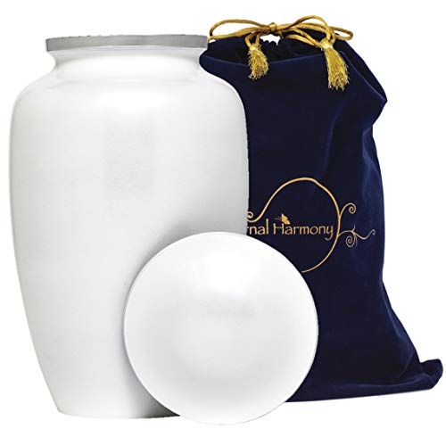 Eternal Harmony Large Urn for Ashes, Adult Male & Female Cremation Vase for Human Ashes, Secure Seal & Velvet Bag, Funeral Vase for Men & Women Up to 200 lbs, 7x11” (Large, C Pearl) - Artificial Flower Arrangements Product: Eternal Harmony Large Urn for Ashes, Adult Male & Female Cremation Vase for Human Ashes, Secure Seal & Velvet Bag, Funeral Vase for Men & Women Up to 200 lbs, 7x11” (Large, C Pearl)