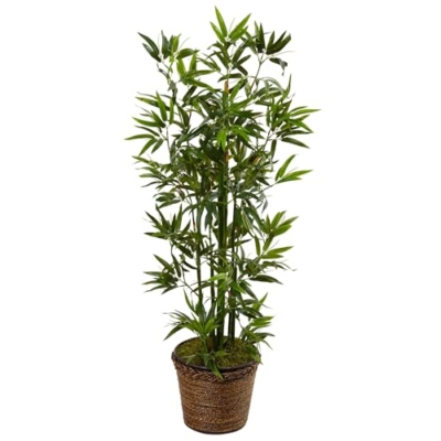 Product: Nearly Natural 4ft. Bamboo Artificial Tree in Coiled Rope Planter