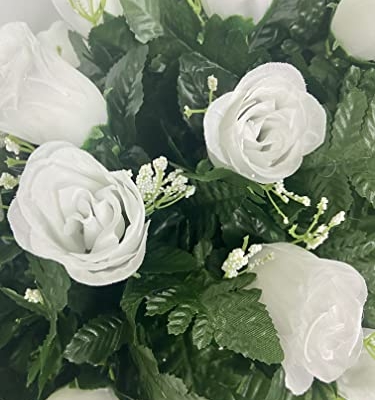 Product: White rose cemetery saddle~Cemetery Arrangement~Graveside Decorations~Headstone Saddle~Saddle Arrangement~Sympathy Flowers~Grave decor~Cemetery Flower Service Subscription~cemetery saddle