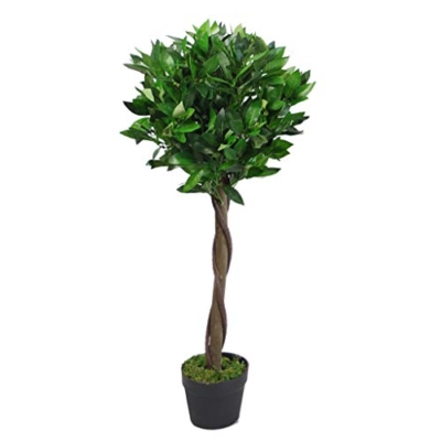 Silky Flower Store Artificial Bay Laurel Topiary Pair, Green Twist, 90cm 8 8 Product: Leaf Pair Stem Artificial Topiary Bay Laurel Ball Trees, Green Twist, 90cm (3ft)