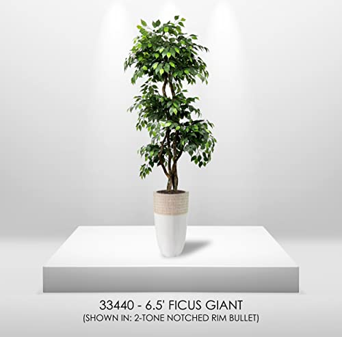 Product: Cypress & Alabaster Handmade 6.5ft 3-Tier Ficus Artificial Tree with Ethically Sourced Real Wood Trunks, Hypoallergenic, 6.5-Foot, Green