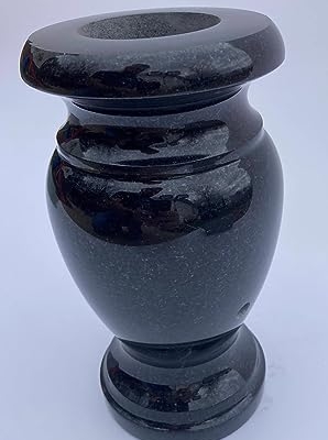 Product: Turned Round Granite Vase Black 5"x9" Shape #2