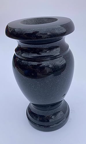 Product: Turned Round Granite Vase Black 5"x9" Shape #2