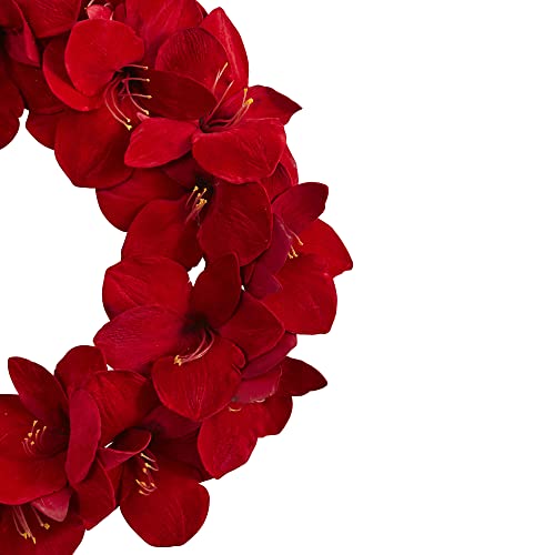 Silky Flower Store Artificial Amaryllis Wreath, Faux Floral Home Office Wall Decor, 22in. 1 1 Product: Nearly Natural 22in. Artificial Amaryllis Wreath