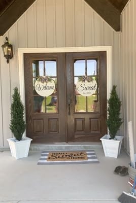 Product: COMUSTER 4FT Artificial Cedar Topiary Trees for Outdoors Potted Fake Cypress Trees Faux Evergreen Plants for Home Porch Decor Set of 2