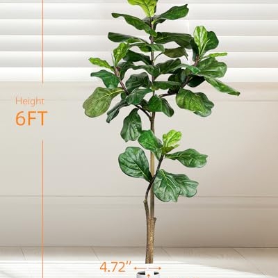 Product: Leflos Leflos Artificial Fiddle Leaf Fig Tree Indoor, 6ft Faux Fiddle Leaf Tree with Decorative Planter for Home Decor, Tropical Fake Ficus Tree with Realistic Trunks, Adjustable Branch and Leaves