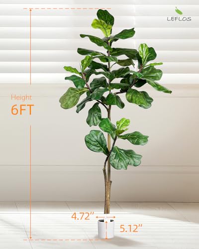 Product: Leflos Leflos Artificial Fiddle Leaf Fig Tree Indoor, 6ft Faux Fiddle Leaf Tree with Decorative Planter for Home Decor, Tropical Fake Ficus Tree with Realistic Trunks, Adjustable Branch and Leaves