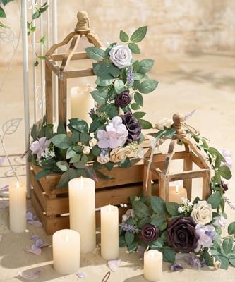 Silky Flower Store Lavender Purple Artificial Flower Garland, 6 Pack 2ft Faux Lilac Wedding Aisle Decor, 12ft 183cm 7 7 Product: Ling's Moment 6Pack 2ft Artificial Flowers Garland Lavender Purple Lantern Flower Centerpieces Lilac Wedding Aisle Decor Chair Flowers Arch Floral for Signs DIY Table Wall Window Cake Decoration