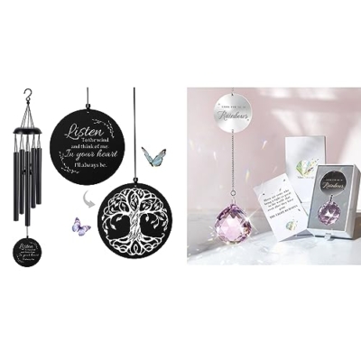 Product: Sympathy Wind Chimes, Memorial Pink Suncatcher Gifts for Loss of Loved One, Bereavement Grief Box for Loss of Pet Dog Mom Father Husband Son Daughter