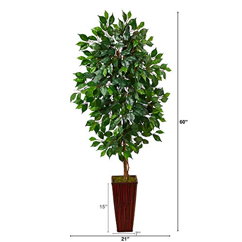 Product: Nearly Natural 5ft. Ficus Artificial Tree in Bamboo Planter