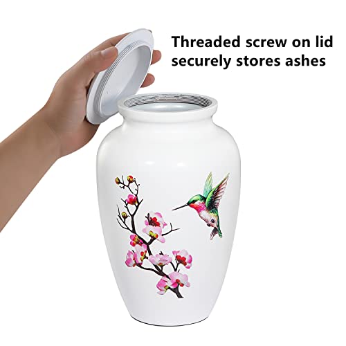 Product: ICOKEE Hummingbird Cremation Urn - Large White Decorative Urn for Adult Ashes - Up to 200 Lbs Capacity