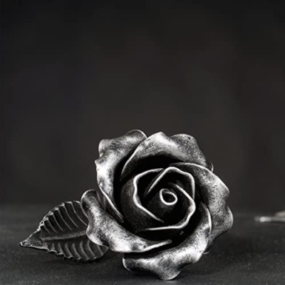 Silky Flower Store Hand Forged Iron Rose Sculpture, Everlasting Love Gift, Wrought Steel Flower, Decorative Floral Art, 20cm 10 10 Product: MakuliSmit 100% Hand Forged Iron Rose Sculpture - Gift of Everlasting Love - Wrought Steel Flower