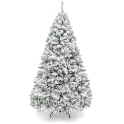 Product: Best Choice Products Artificial Christmas Tree, 6ft Unlit Snow Flocked Design Pine Tree, Full Appearance Snowy w/Easy Assembly, Metal Stand