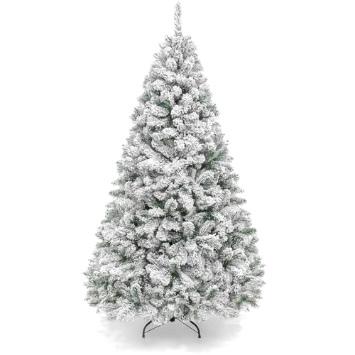 Best Choice Products Artificial Christmas Tree, 6ft Unlit Snow Flocked Design Pine Tree, Full Appearance Snowy w/Easy Assembly, Metal Stand - Artificial Flower Arrangements Product: Best Choice Products Artificial Christmas Tree, 6ft Unlit Snow Flocked Design Pine Tree, Full Appearance Snowy w/Easy Assembly, Metal Stand