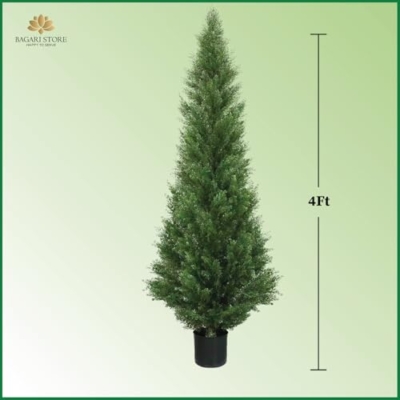 Product: Two 4 Foot Artificial Topiary Cedar Trees Potted Indoor Outdoor Plants