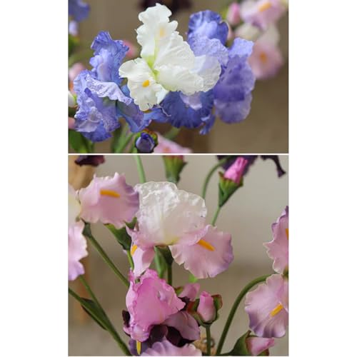 Silky Flower Store Artificial Iris Flowers, Real Touch Silk Faux Florals, Long Stem Decorative Bouquet, 77cm 2 2 Product: KFIMSDHJ Flores 3pcs Artificial Iris Flowers Real Touch Long Stems Iris Flower Fake Silk Artificial German Iris Faux Flower for Living Room Dining Table Porch Decoration Office Restaurant