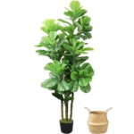 Product: ROOMTEC Artificial Fiddle Leaf Fig Tree,6 FT Tall Artificial Tree with Woven Seagrass Plant Basket Fake Floor Plant in Pot for Home Decor Living Room Indoor Outdoor Office Bedroom Decor