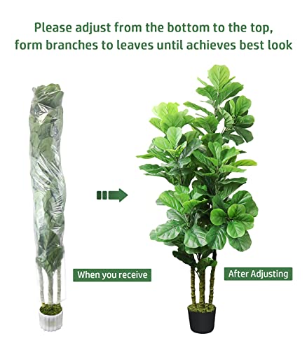 Product: LOVMOR 6ft Artificial Fiddle Leaf Fig Tree with Woven Seagrass Plant Basket and Realistic Moss,Artificial Plants for Modern Home Office Living Room Floor Decor Indoor