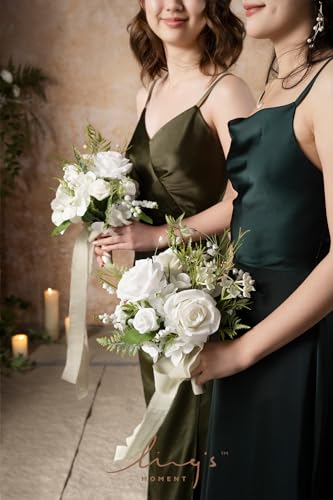 Silky Flower Store Artificial Lily of Valley Bridesmaid Bouquet, White Green Wedding Bouquet, Set of 4, 7 Inch 4 4 Product: Ling's Moment Artificial Flowers Lily of Valley White Bridesmaid Bouquet Set of 4, Green Wedding Flowers Bouquets for Bridesmaids, 7 Inch Bridal Bouquets for Bridesmaids, Wedding, etc