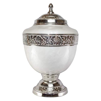 Silky Flower Store Personalized White Adult Cremation Urn for Human Ashes, Memorial Keepsake Urn, Handmade Brass, 20.5cm 9 9 Product: White Adult Funeral Cremation Urn with Keepsake, Personalized Urn for Human Ashes
