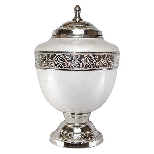 Silky Flower Store Personalized White Adult Cremation Urn for Human Ashes, Memorial Keepsake Urn, Handmade Brass, 20.5cm 4 4 Product: White Adult Funeral Cremation Urn with Keepsake, Personalized Urn for Human Ashes