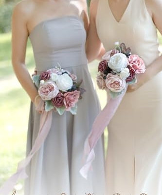 Product: Ling's Moment Artificial Flowers Pink Bridesmaid Bouquet Set of 4, Dusty Rose Wedding Flowers Bouquets for Bridesmaids, 7 Inch Bridal Bouquets for Bridesmaids, Wedding Decor, Ceremony, etc