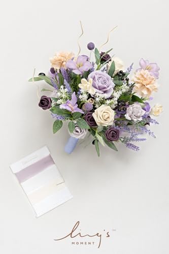 Silky Flower Store Purple Lavender Bridal Bouquet, Lilac Artificial Wedding Flowers, Free Form Bride Bouquet, 15 Inch 5 5 Product: Ling's Moment Purple Lavender Wedding Bouquets for Bride, Lilac Bridal Bouquets for Bride,15 Inch Free Form Artificial Wedding Flower Bouquet