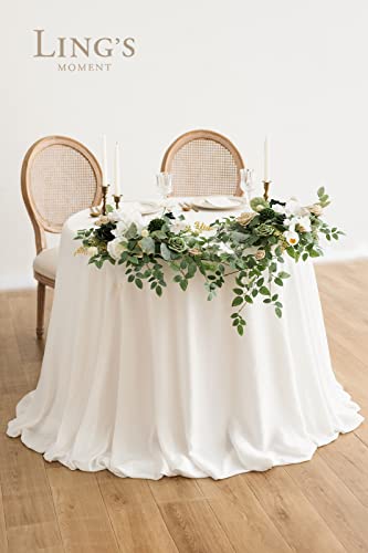 Product: Ling's Moment 2PCS Green Artificial Flower Garland Floral Swags Centerpieces White Wedding Arch Flower Greenery for Sweetheart Table Wall Window Home Garden Outdoor Decor Emerald & Tawny Beige
