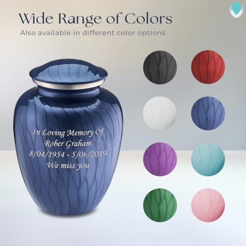Silky Flower Store Adult Personalized Cremation Urn for Ashes, Large Pearl Cobalt Blue Funeral Urn, Metal Memorial Urn, 200 lbs capacity, 32.5cm 6 6 Product: Geturns Embrace Adult Personalized Cremation Urns for Human Ashes I Large Pearl Cobalt Blue Funeral Urn for Men and Women I 200 lbs
