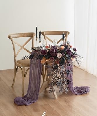 Product: Ling's Moment 2PCS Artificial Floral Swags Centerpieces, Wedding Flower Greenery Arrangements for Sweetheart/Head Table Decor Wedding Car Wall Window Arch Home Garden Decor | Purple Halloween