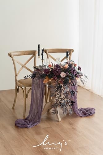 Product: Ling's Moment 2PCS Artificial Floral Swags Centerpieces, Wedding Flower Greenery Arrangements for Sweetheart/Head Table Decor Wedding Car Wall Window Arch Home Garden Decor | Purple Halloween
