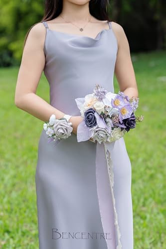 Product: BENCENTRE 7 Inch Purple Bridesmaid Bouquet for Wedding, Set of 4, Lilac Wedding Bouquet,Small Wedding Bouquet,for Marriage Proposal Party and Vintage Wedding Ceremony Anniversary,Artificial Flowers…