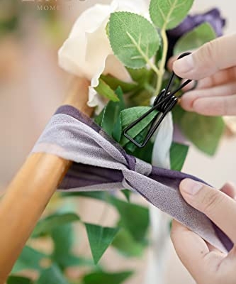 Silky Flower Store Artificial Aisle Pew Flowers, Wedding Chair Decorations Lilac Purple Gold Chiffon Ribbons, 13in x 5in 11 11 Product: Ling's Moment 8pcs Wedding Artificial Aisle Pew Flowers Chair Decorations Arrangements with Chiffon Ribbons Lilac Purple Gold for Ceremony Chair Back Floral Decor Reception Church Party Outdoor