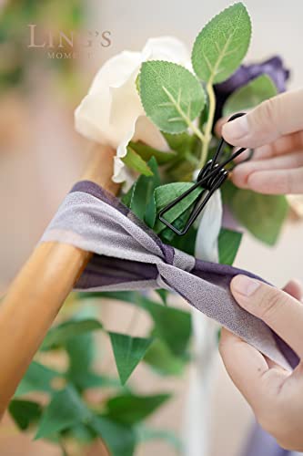 Silky Flower Store Artificial Aisle Pew Flowers, Wedding Chair Decorations Lilac Purple Gold Chiffon Ribbons, 13in x 5in 4 4 Product: Ling's Moment 8pcs Wedding Artificial Aisle Pew Flowers Chair Decorations Arrangements with Chiffon Ribbons Lilac Purple Gold for Ceremony Chair Back Floral Decor Reception Church Party Outdoor