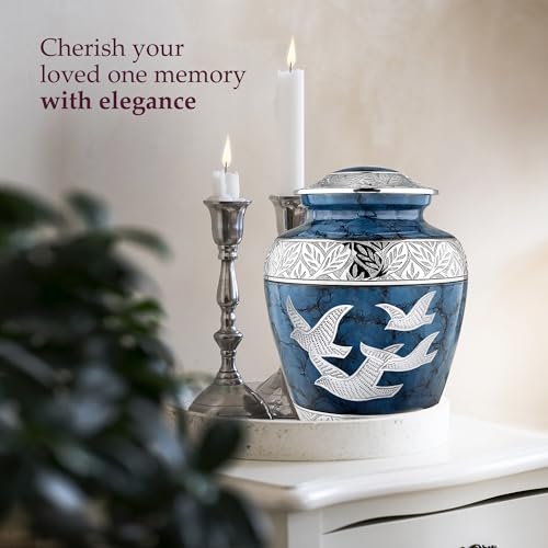 Product: Trupoint Memorials Cremation Urns for Human Ashes, Decorative Burial Urn for Adult Men & Women – Large, Blue Birds