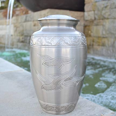 Product: Peaceful Freedom Elegant Cremation Urn Handcrafted Brass Funeral Tribute