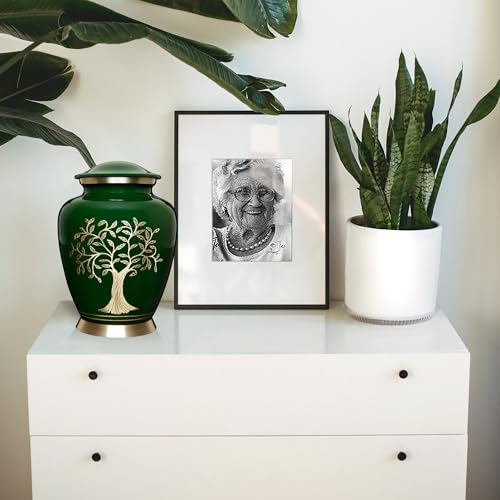 Product: Trupoint Memorials Cremation Urns for Human Ashes, Tree of Life Decorative Burial Urn for Adult Men and Women, Large Dark Green