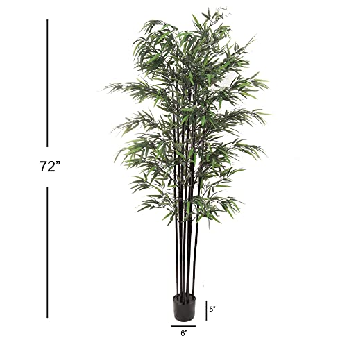 Product: 6ft Bamboo Tree in Black Pot | 1296 Lifelike Silk Leaves | Artificial Trees | Realistic Bark | Perfect for Indoor Use | Home & Office Décor