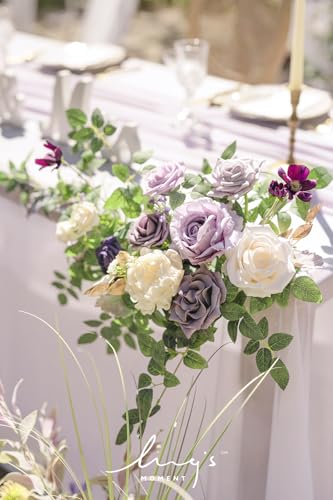 Silky Flower Store Lilac Artificial Flower Garland, Purple Wedding Arch Decor, 2pcs Floral Swags, Faux Silk Foam Peony Rose 27.5in x 14in 3 3 Product: Ling's Moment 2pcs Lilac Artificial Flower Garland Floral Swags Centerpieces Purple Wedding Arch Flower Greenery Arrangements for Sweetheart Table Wall Window Home Garden Outdoor Decor