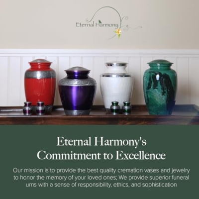 Silky Flower Store Large Cremation Urn for Ashes, Adult Memorial Urn, Secure Seal, Velvet Bag, C Pearl, 7x11 in 13 13 Product: Eternal Harmony Large Urn for Ashes, Adult Male & Female Cremation Vase for Human Ashes, Secure Seal & Velvet Bag, Funeral Vase for Men & Women Up to 200 lbs, 7x11” (Large, C Pearl)