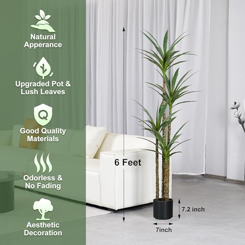 Silky Flower Store ProDeco Artificial Agave Yucca Tree, 6Ft Fake Plant 4 Heads Indoor Outdoor Floor Potted Decor, 6Ft 2 2 Product: ProDeco Artificial 6Ft Agave Yucca Trees Large Tall Fake Plants with 4 Heads Floor Silk Faux Potted Plants for Home Living Room Bedroom Office Decor Indoor Outdoor…