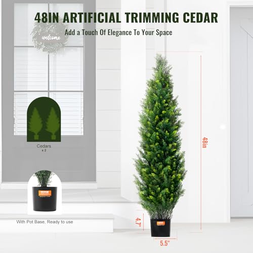 Silky Flower Store Artificial Cedar Topiary Tree, Faux Evergreen Plant, 48 inch Tall, 2 Pieces 6 6 Product: VEVOR Artificial Cedar Topiary Tree, 48 inch Tall (2 Pieces), with Extra Leaves & Pot Faux Evergreen Fake Pine Cypress Trees Plant, UV Rated Artificial Greenery Set for Home Decor Indoor/Outdoor