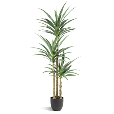 Product: Waoops Artificial Tree 5.3Ft Faux Agave Plant with 3 Heads in Plastic Pot Fake Tree for Home Decor Indoor or Outdoor Office Decoration Housewarming Gift