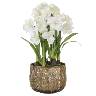 Product: SilksAreForever 36" Artificial Amaryllis Flower Arrangement w/Metal Planter -White