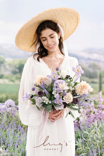 Silky Flower Store Purple Lavender Bridal Bouquet, Lilac Artificial Wedding Flowers, Free Form Bride Bouquet, 15 Inch 2 2 Product: Ling's Moment Purple Lavender Wedding Bouquets for Bride, Lilac Bridal Bouquets for Bride,15 Inch Free Form Artificial Wedding Flower Bouquet